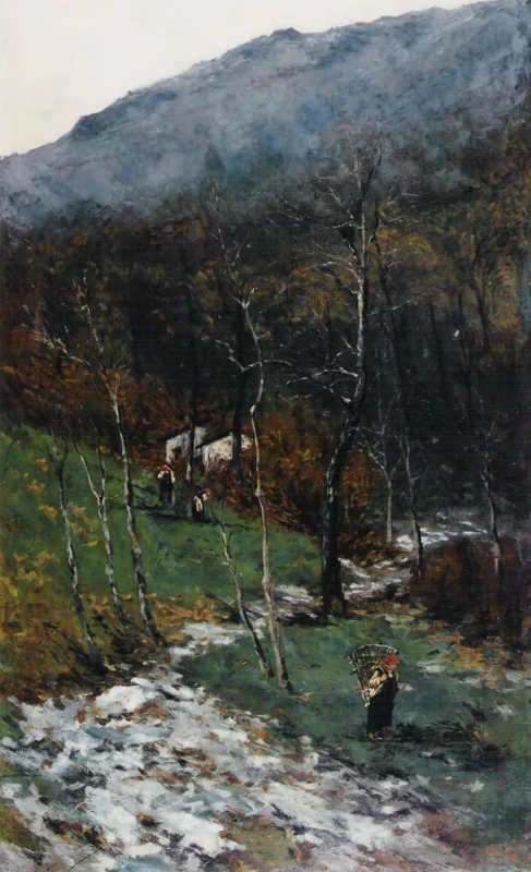  90-Francesco Filippini-Paesaggio montano con stradina innevata 